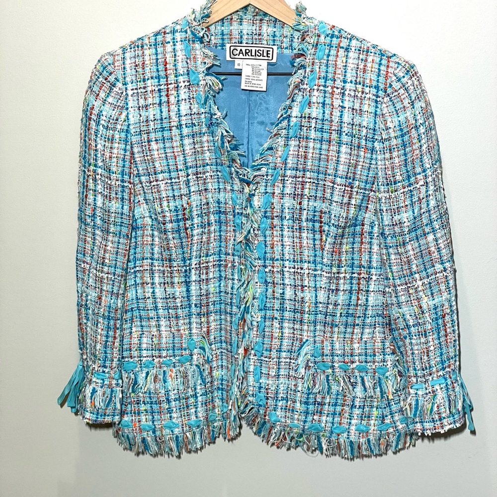 Carlisle size 10 blazer with fun ribbon trim